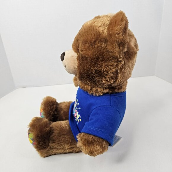 Build A Bear Happy Birthday Bear Plush Brown Teddy Blue T-Shirt Stuffed Animal - Picture 5 of 13